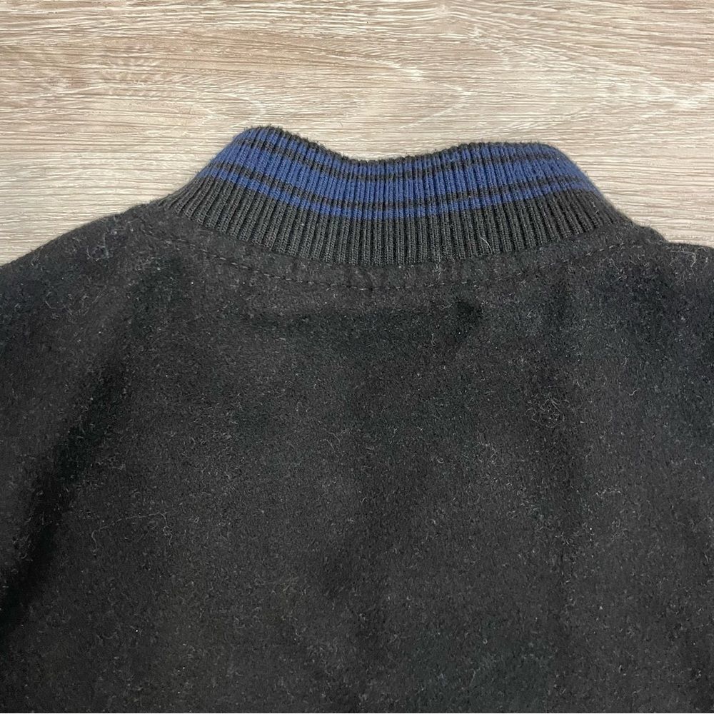 Stussi Black Wool long varsity jacket coat sz XS - Picture 8 of 12
